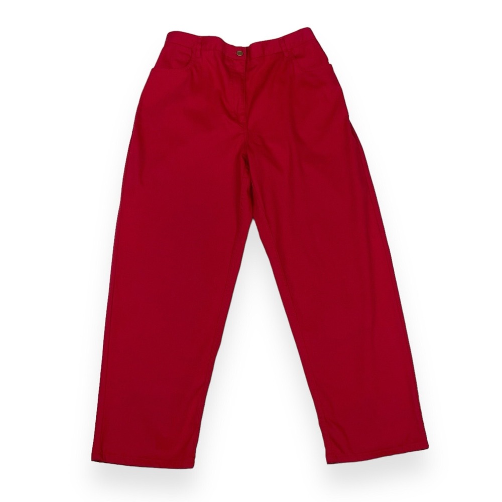 Blair Women Red Partial Elastic Waist High Rise Vintage Twill Pants Size 14P EUC